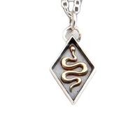 Collar de serpiente de bronce en plata de ley 925. Pequeño colgante de reptil con forma de caja de sombra. Tótem animal espiritual, joyería de metal mixto, amuleto curativo, regalo | Con cadena de
