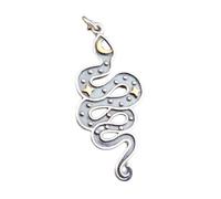 Collar de serpiente de plata de ley 925 con luna y estrellas de bronce. Animal de espíritu salvaje. Colgante de serpiente mística. Fuerza de protección|con cadena de 45 cm|chapado en plata|LK_PNK_3137