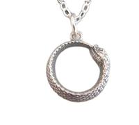 Collar de serpiente ouroboros de plata de ley 925, pequeño círculo, serpiente, dragón, cola mordedora, delicado universo de joyería de esperanza infinita|con cadena de 45 cm|chapado en plata|_3076