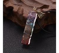 Collar de siete Chakras para mujeres y hombres, collar de cadena de cuerda con colgante geométrico de piedra natural colorida, joyería-NC20Y0436-1