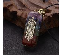 Collar de siete Chakras para mujeres y hombres, collar de cadena de cuerda con colgante geométrico de piedra natural colorida, joyería-NC20Y0436-4