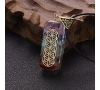 Collar de siete Chakras para mujeres y hombres, collar de cadena de cuerda con colgante geométrico de piedra natural colorida, joyería-NC20Y0436-5