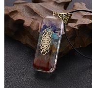 Collar de siete Chakras para mujeres y hombres, collar de cadena de cuerda con colgante geométrico de piedra natural colorida, joyería-NC20Y0436-3