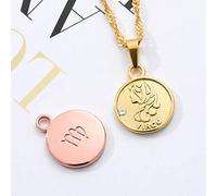 Collar de Signo de Zodiaco de Moneda Redonda Minimalista Cabecillo de Acero Inoxidable Aries Gé Sagitarius Collar