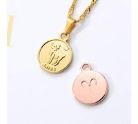 Collar de Signo de Zodiaco de Moneda Redonda Minimalista Cabecillo de Acero Inoxidable Aries Gé Sagitarius Collar