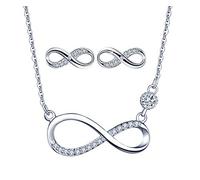 Collar de símbolo de infinito, pendientes de símbolo de infinito, joyería de plata esterlina 925 para mujer niña, juegos de joyas colgante de diamantes, regalo de cumpleaños de Navidad