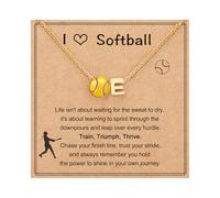 Collar de sóftbol con inicial A-Z para adolescentes, collar con colgante personalizado para amantes del equipo, hija y jugadora, 1 cm x 45 cm x 0.4 cm, Latón, Sin piedra preciosa