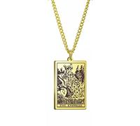 Collar de tarjeta de tarot para mujeres/hombres, joyería de hip hop, collar de tarot, regalos de tarot, joyería de tarjeta de tarot dorada, collar de tarot de acero inoxidable, collar con colgante del