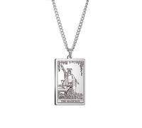 Collar De Tarot Vintage, Collar Delicado con Colgante De La Rueda De La Fortuna, Colgantes Cuadrados Clásicos, Regalos De Joyería para Mujeres, El Mago, 50 Cm
