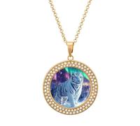 Collar de tigre blanco con luces del norte para mujer, colgante de joyería ajustable para mamá, esposa, novia, talla única, Metal