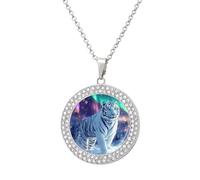 Collar de tigre blanco con luces del norte para mujer, colgante de joyería ajustable para mamá, esposa, novia, talla única, Metal