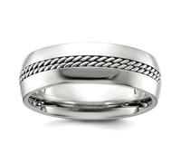 Collar de titanio pulido con incrustaciones de cadena de eslabones de 7 mm, regalo de joyería para mamá, 1.10 centimeters, Metal Titanio, No es una piedra preciosa