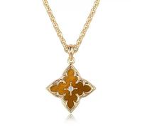Collar de trébol de cuatro hojas con flor giratoria, colgante de trébol de cuatro hojas chapado en oro de 14 quilates, collar sencillo de la suerte chapado en oro para mujer, regalo de joyería de moda