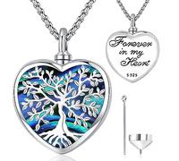 Collar De Urna Árbol de La Vida para Cenizas Colgantes para Cenizas Árbol de La Vida Plata de ley 925 Collar de Cenizas Corazon Humanas Difuntos Colgantes Urna para Cenizas Mujer