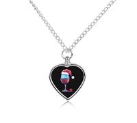 Collar de urna con diseño de copa de vino tinto de Navidad para cenizas, colgante de corazón, collar conmemorativo de cremación para mascotas