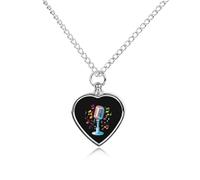 Collar de urna con micrófono musical para cenizas, corazón, colgante de cremación para mascotas, collar conmemorativo