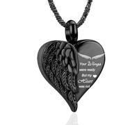 Collar de urna de amor en forma de corazón para cenizas Keepsake Memorial Cremación, joyería de acero inoxidable, alas de ángel, corazón, urna, medallón para cenizas