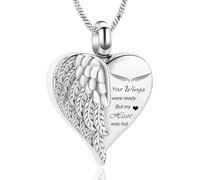 Collar de urna de amor en forma de corazón para cenizas Keepsake Memorial Cremación, joyería de acero inoxidable, alas de ángel, corazón, urna, medallón para cenizas