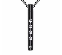 Collar de urna de cremación cilíndrica para cenizas, colgante de recuerdo conmemorativo con pata de mascota, joyería de recuerdo de acero inoxidable, Acero inoxidable, Sin gemas.