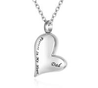 Collar de urna de cremación con corazón para cenizas con texto en inglés "Forever in My Heart", grabado para papá, mamá, abuelo, abuela, joyería de recuerdo para cenizas, medallón de cenizas humanas