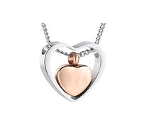 Collar De Urna De Cremación De Doble Corazón De Acero Inoxidable Kit De Relleno De Embudo Recuerdo Cenizas Conmemorativas 3 Colores,Oro Rosa En Blanco