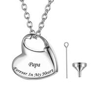 Collar de urna de cremación fúnebre para Cenizas, corazón con Forma de corazón para Siempre en mi corazón Colgante cremación Conmemorativa Joyas para Recuerdo para Mujeres folletos para Hombres para