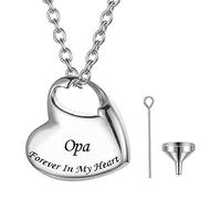 Collar de urna de cremación fúnebre para Cenizas, corazón con Forma de corazón para Siempre en mi corazón Colgante cremación Conmemorativa Joyas para Recuerdo para Mujeres folletos para Hombres para