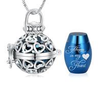 Collar de urna de cremación para cenizas - "Always In My Heart", joyería de cremación hueca, linterna de amor, colgante de cenizas de acero inoxidable con mini urna de recuerdo, joyería conmemorativa