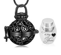 Collar de urna de cremación para cenizas - "Always In My Heart", joyería de cremación hueca, linterna de amor, colgante de cenizas de acero inoxidable con mini urna de recuerdo, joyería conmemorativa