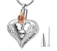 Collar de urna de cremación para Cenizas: un Pedazo de mi corazón Vive en el Cielo Collar de urna Ceniza Colgante Colgante de ala de ángel Cenizas de cremación de cremación ui