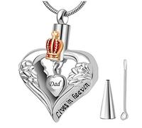 Collar de urna de cremación para Cenizas: un Pedazo de mi corazón Vive en el Cielo Collar de urna Ceniza Colgante Colgante de ala de ángel Cenizas de cremación de cremación ui
