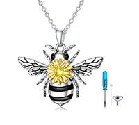 Collar de urna de cristal de animal para cenizas, plata de ley, mariposa, libélula, abeja, fénix, pavo real, colibrí, zorro, ala de ángel, pentagrama, pentáculo, collar de cremación, collar de corazón