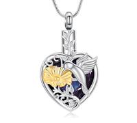 Collar de urna de cristal de colibrí para cenizas para mujeres y hombres, joyería de cremación de acero inoxidable, recuerdo de seres queridos
