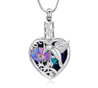 Collar de urna de cristal de colibrí para cenizas para mujeres y hombres, joyería de cremación de acero inoxidable, recuerdo de seres queridos