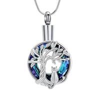 Collar de urna de gato para mujer, regalo de cremación para cenizas, colgante de acero inoxidable, joyería conmemorativa para seres queridos funerarios, 55CM, Metal, Sin piedra preciosa