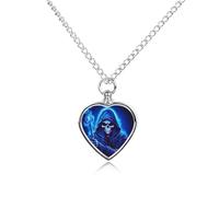 Collar de urna de la muerte animada de dibujos animados para cenizas, corazón, colgante de cremación para mascotas, collar conmemorativo