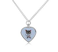 Collar de urna japonesa de gato ninja samurai para cenizas, colgante de corazón, collar conmemorativo de cremación para mascotas