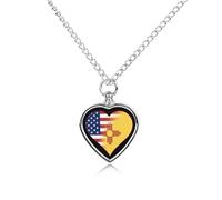 Collar de urna personalizado con diseño de corazón de banderas del estado de Nuevo México para cenizas de mascotas, lindo colgante conmemorativo de mascotas, regalos para perros y gatos