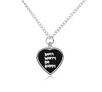 Collar de urna personalizado con texto en inglés "Don't Worry Be Happy" para cenizas de mascotas, lindo colgante conmemorativo para mascotas, regalos para perros y gatos