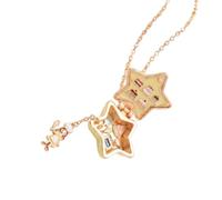 Collar de uso diario Colgante de estrella en tono dorado, dije de escena de historia de apertura, cadena ajustable de 45 cm, corbatas para ocasiones novedosas, collar con dije de apertura, colgante de