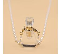 Collar De Vial De Cristal Blanco, Colgante De Botella Que Se Puede Abrir, Collar De Cadena De Perlas, Joyería,18x35x12mm,80cm