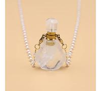 Collar De Vial De Cristal Blanco, Colgante De Botella Que Se Puede Abrir, Collar De Cadena De Perlas, Joyería,22x37x14mm,80cm