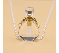 Collar De Vial De Cristal Blanco, Colgante De Botella Que Se Puede Abrir, Collar De Cadena De Perlas, Joyería,17x35x12mm,80cm