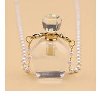 Collar De Vial De Cristal Blanco, Colgante De Botella Que Se Puede Abrir, Collar De Cadena De Perlas, Joyería,21x35x13mm,80cm