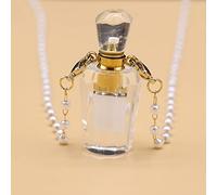 Collar De Vial De Cristal Blanco, Colgante De Botella Que Se Puede Abrir, Collar De Cadena De Perlas, Joyería,16x32mm,80cm