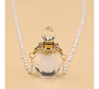 Collar De Vial De Cristal Blanco, Colgante De Botella Que Se Puede Abrir, Collar De Cadena De Perlas, Joyería,18x34mm,80cm