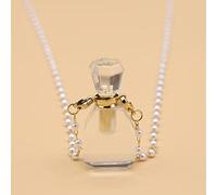 Collar De Vial De Cristal Blanco, Colgante De Botella Que Se Puede Abrir, Collar De Cadena De Perlas, Joyería,16x35x12mm,80cm