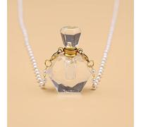 Collar De Vial De Cristal Blanco, Colgante De Botella Que Se Puede Abrir, Collar De Cadena De Perlas, Joyería,23x34x13mm,80cm