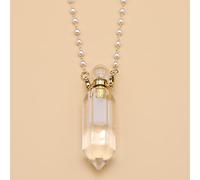 Collar De Vial De Cristal Blanco, Colgante De Botella Que Se Puede Abrir, Collar De Cadena De Perlas, Joyería,14x48mm,80cm