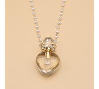 Collar De Vial De Cristal Blanco, Colgante De Botella Que Se Puede Abrir, Collar De Cadena De Perlas, Joyería,22x37x12mm,80cm